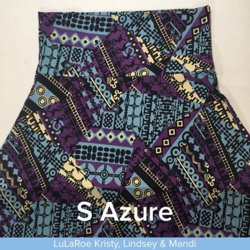 LuLaRoe Abstract Azure Skirt in Purple and Light Blue